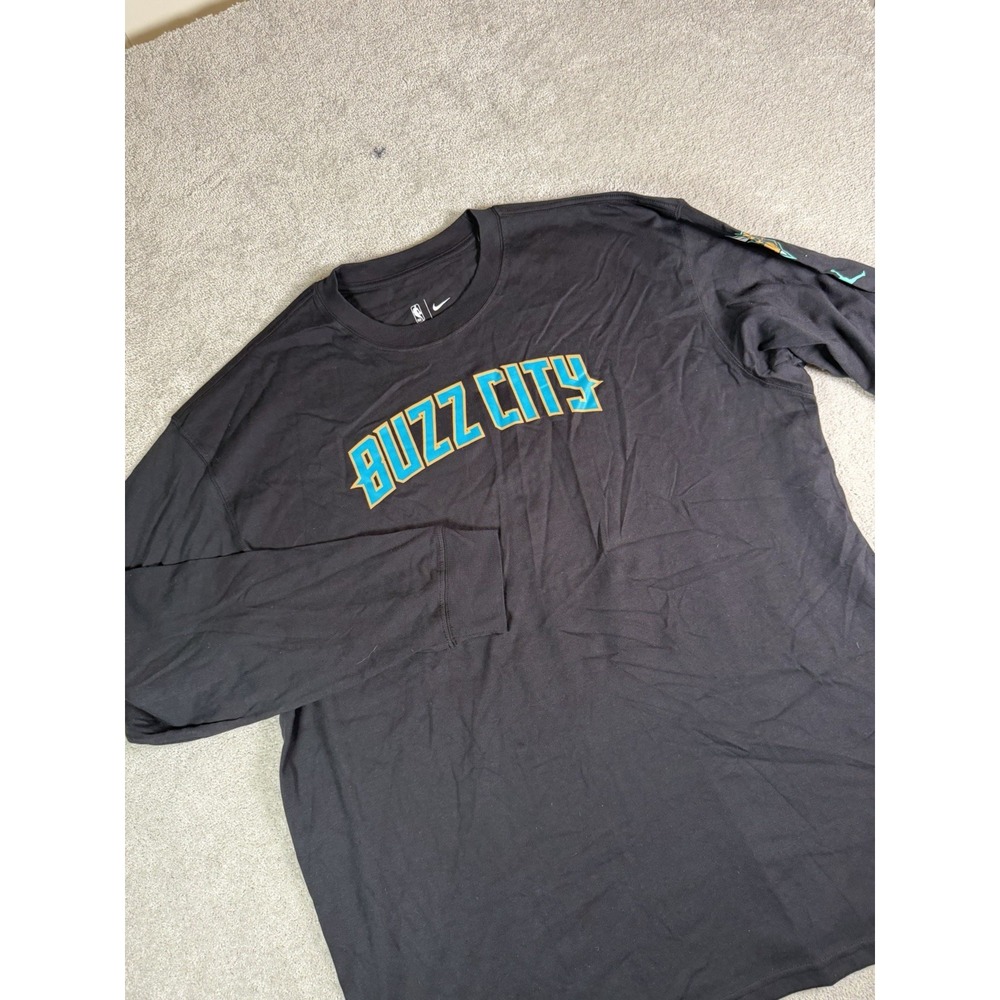 Nike  Jordan Buzz City Edition Charlotte Hornets Long Sleeve Shirt Mens Size XLT